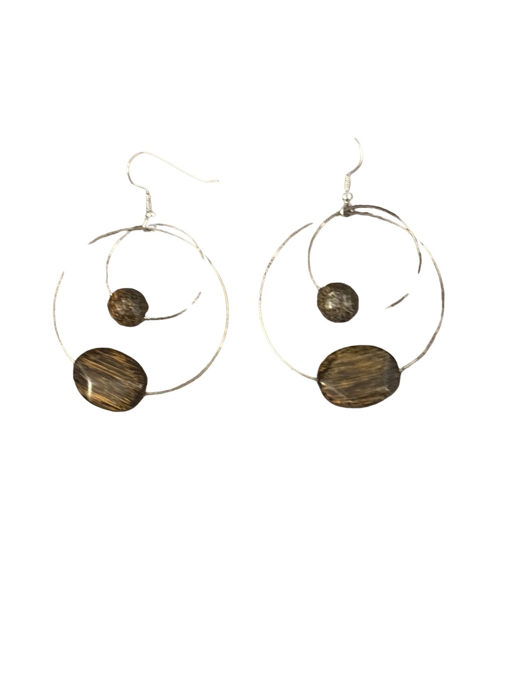 Handcrafted Brown Hoop Boho Dangle Earthy Lightweight Statement Loop Earrings